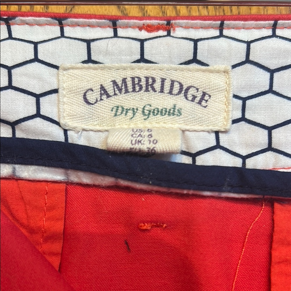 Cambridge Dry Goods Red Skirt with Navy Trim and White Hex Lining